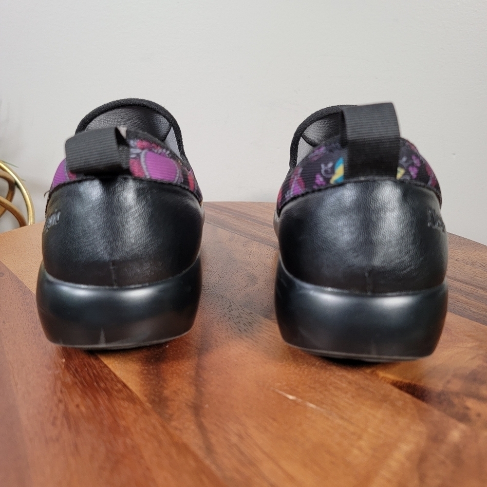 Alegria Eden Frida Slip-On Shoes Size 42 Comfy Work Black Pink Hearts Birds - Picture 7 of 17